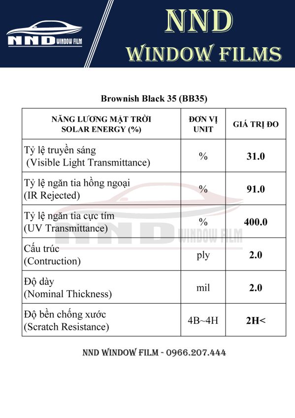 3M WINDOW FIMLS Brownish Black 35 (BB35)